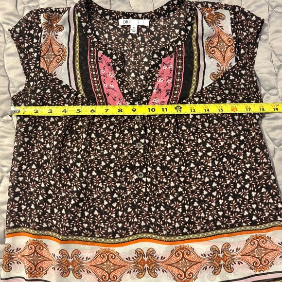 DR2 by Daniel Rainn Sheer Loose Fit Multicolor Top Women XS - Picture 4 of 6